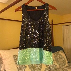 J. Crew Colorblock Sequin Tank Top